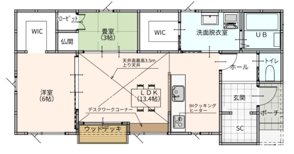 19坪2LDK間取り