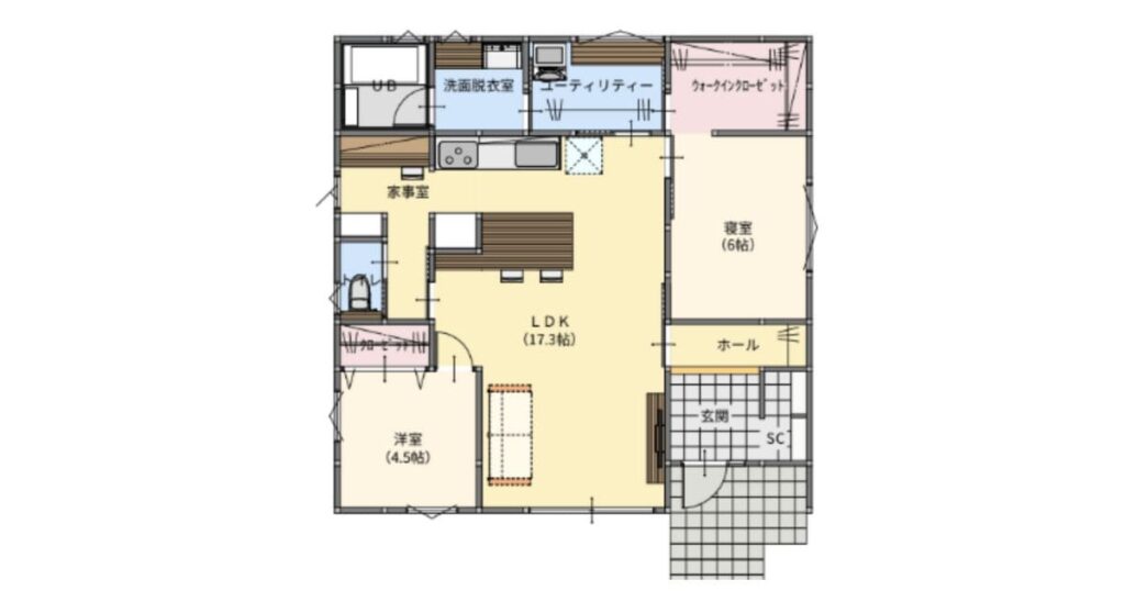 22坪2LDK間取り